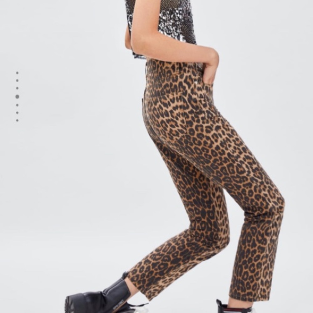 ZARA TRF Collection Leopard Skinny Denim Jeans 00 - Picture 8 of 8